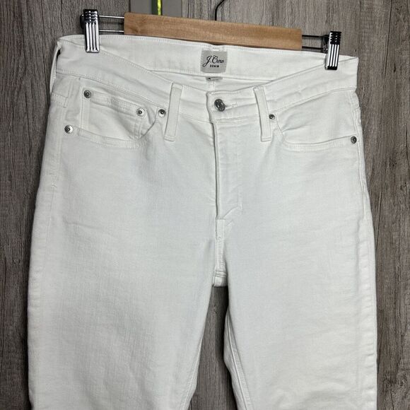 J. Crew Billie Denim Boot Crop Jeans Size 29 Petite White Color Raw Hem - Picture 3 of 8